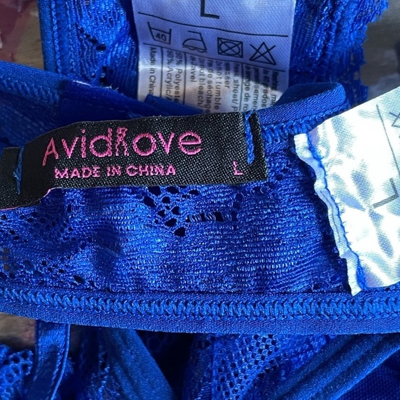 Avidlove Blue Lace Bra and Garter. New with tags Size Large - Picture 8 of 10